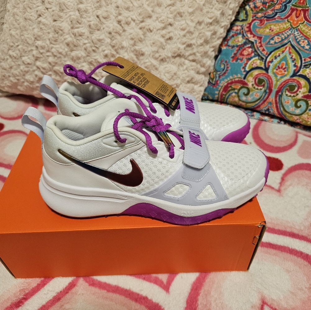 Nike Kids White and Purple Sneakers